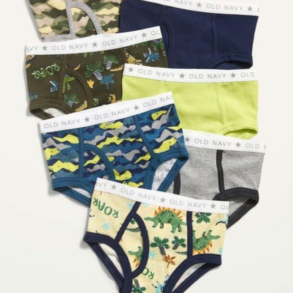 Old Navy Toddler Boys 7-Pack Underwear Solid Dino Camo Size 2T-3T - Picture 1 of 3